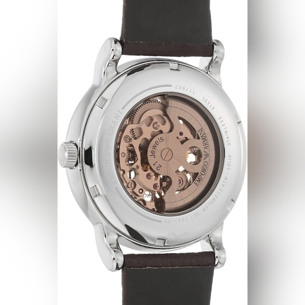 Emporio Armani Luigi AR1982 Automatic Skeleton Dial Leather Strap Men's Watch - Picture 4 of 16